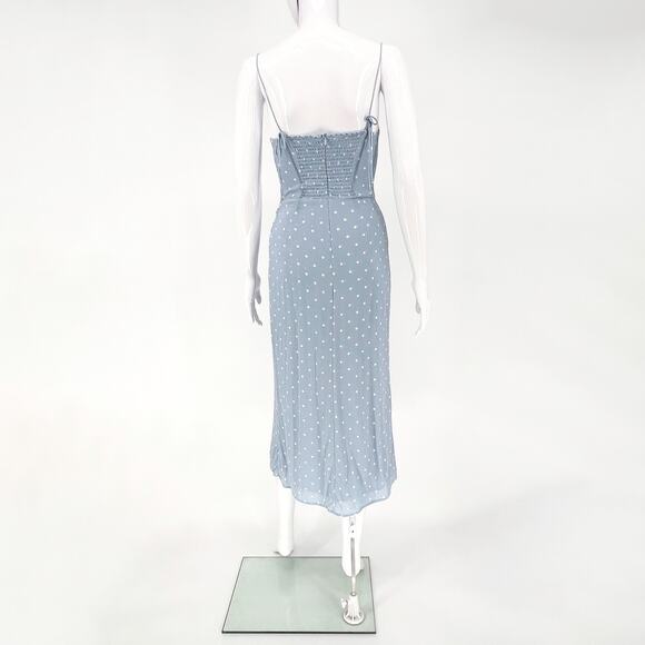 Reformation Kourtney Midi Dress Women’s Size 4 Dewdrop Polka Dot Ruched Slit - Picture 8 of 8